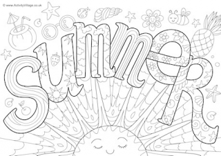 Summer Doodle Colouring Page