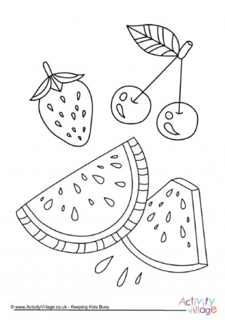 Summer Fruits Colouring Page