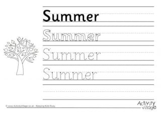 four seasons handwriting worksheet