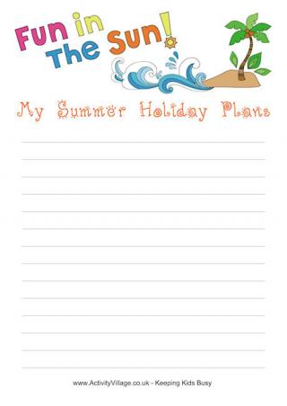 Summer Holiday Plans Printable