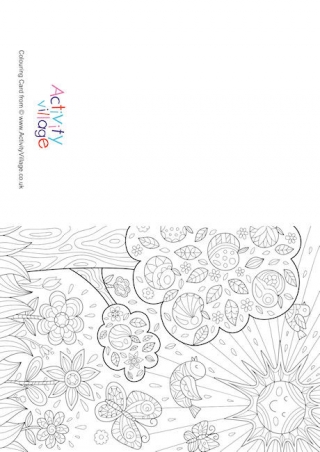 Summer nature doodle colouring card