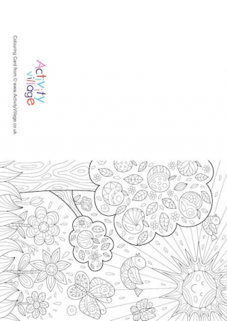 Summer nature doodle colouring card