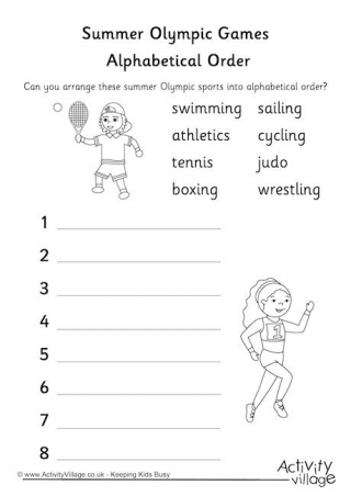 Summer Olympics Alphabetical Order Worksheet 2