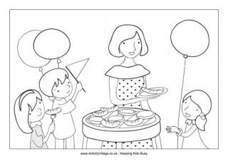 Summer Party Colouring Page