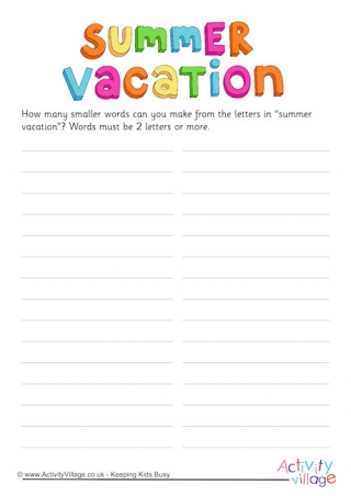Summer Vacation - How Many Words 
