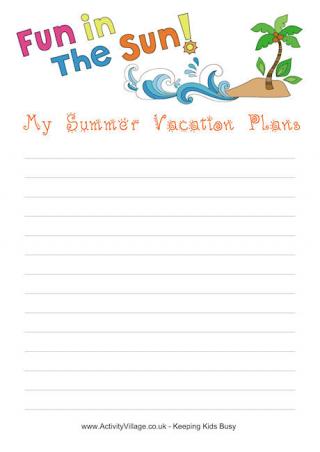 Summer Vacation Plans Printable