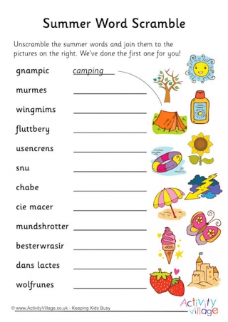Summer Word Scramble
