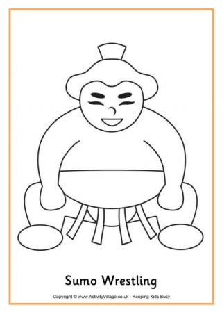 Sumo Wrestling Colouring Page