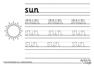 Sun Handwriting Worksheet