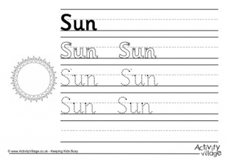 Sun Handwriting Worksheet