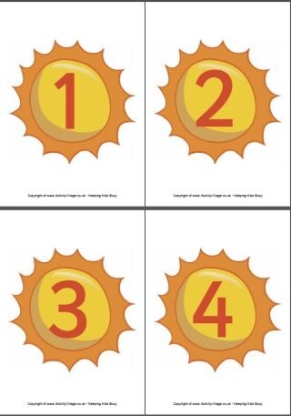 Sun Numbers Printable