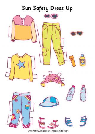 Sun Safety Paper Dolls - Clothes