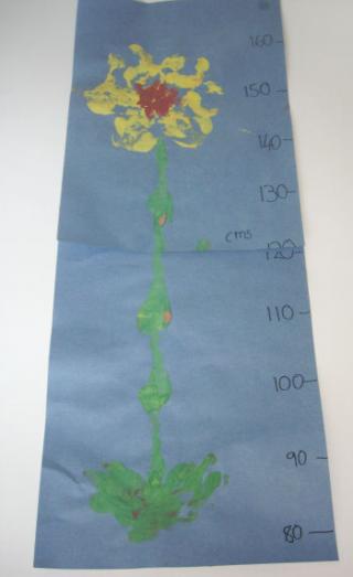 Sunflower Handprint Painting Height Chart