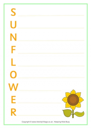 Sunflower Acrostic Poem Printable