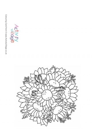 Sunflower Bouquet Colouring Card