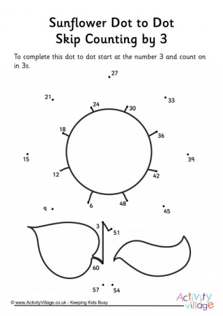 Sunflower Dot To Dot Skip Counting