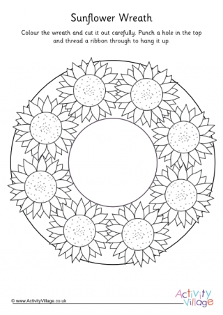 Sunflower Wreath Colouring Page