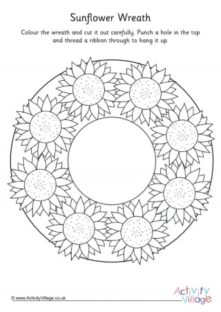 Sunflower Wreath Colouring Page