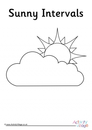 Sunny Intervals Weather Symbol Colouring Page