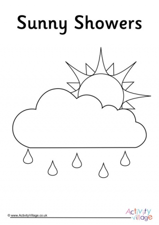 Sunny Showers Weather Symbol Colouring Page