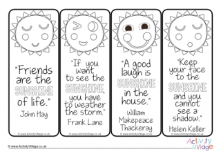 Sunshine Quote Colouring Bookmarks