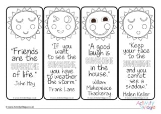 Sunshine Quote Colouring Bookmarks