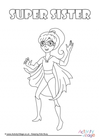 Super Sister Colouring Page