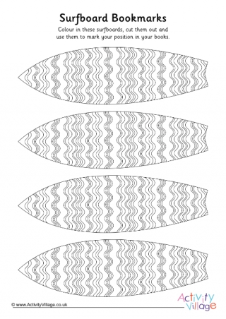 Surfboard Colouring Bookmarks