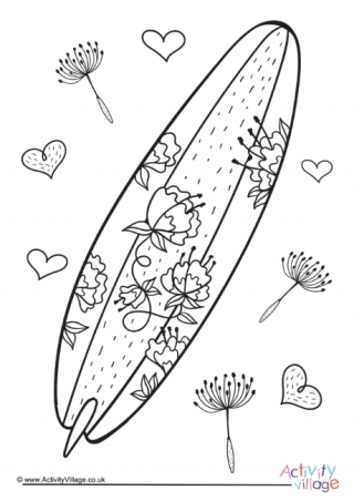 Surfboard Colouring Page