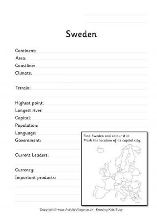 Sweden Fact Worksheet