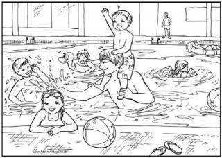 Swimming Colouring Pages