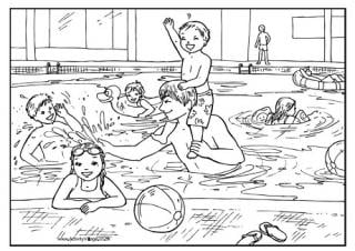 Swimming Colouring Pages