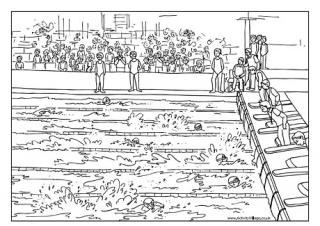 Swimming Race Colouring Page