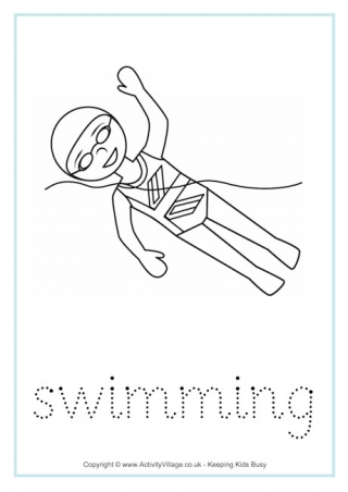 Swimming Tracing Worksheet