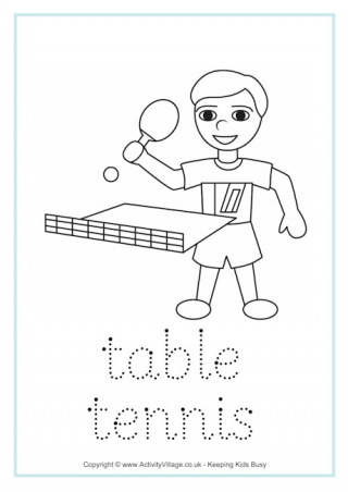 Table Tennis Tracing Worksheet