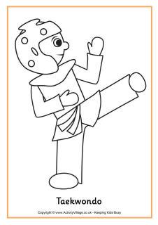 Taekwondo Colouring Page