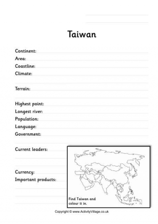 Taiwan Fact Worksheet