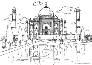Taj Mahal Colouring Page 2