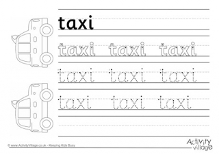 Taxi Handwriting Worksheet