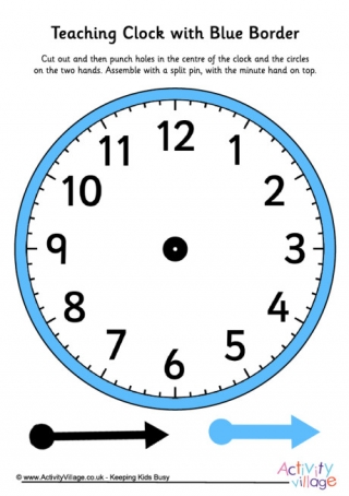 Teaching Clock Blue Border