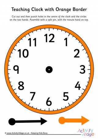 Teaching Clock Orange Border