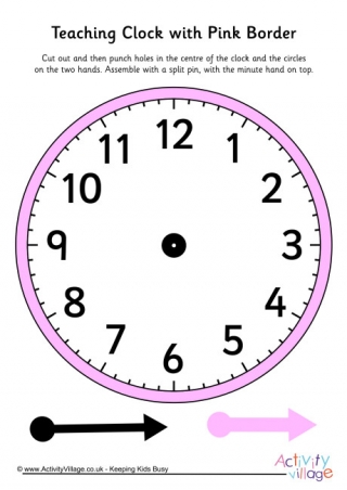 Teaching Clock Pink Border