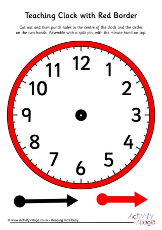 Teaching Clock Red Border