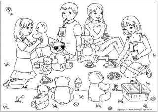Teddy Bears' Picnic Colouring Page