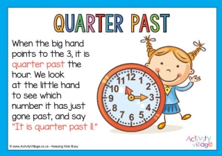 Telling Time Quarter Past Poster 
