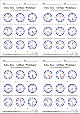 Telling Time Worksheets Half Past Pack 1