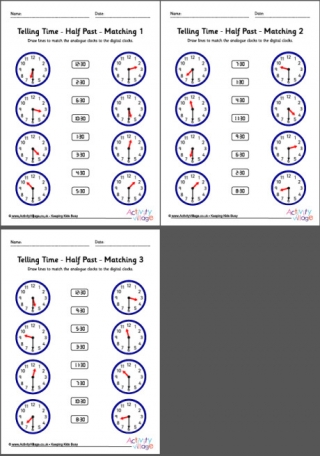  Telling Time Worksheets Half Past Pack 6