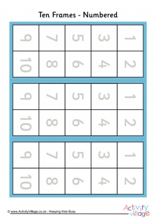 Ten Frames Numbered Colour Vertical
