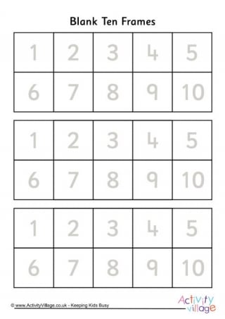 Ten Frames Numbered Grey