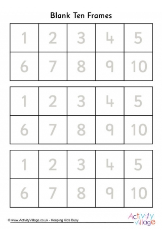 Ten Frames Numbered Grey